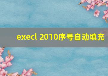 execl 2010序号自动填充